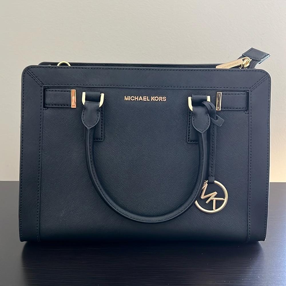 Michael Kors black Dillon Saffiano Leather Satchel